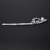 Maxbell Womens Pearls Flower Hair Stick Antique Silver Chopstick Bamboo Leaf Shape