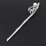 Maxbell Womens Pearls Flower Hair Stick Antique Silver Chopstick Bamboo Leaf Shape