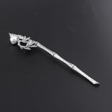 Maxbell Womens Pearls Flower Hair Stick Antique Silver Chopstick Bamboo Leaf Shape