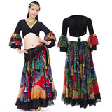 Maxbell Maxbell Gypsy Long Dress Belly Dance Maxi Skirt Set Bollywood Dancing Costumes Black
