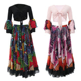 Maxbell Maxbell Gypsy Long Dress Belly Dance Maxi Skirt Set Bollywood Dancing Costumes Black