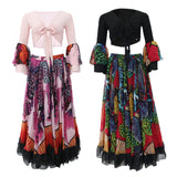 Maxbell Maxbell Gypsy Long Dress Belly Dance Maxi Skirt Set Bollywood Dancing Costumes Black