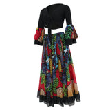 Maxbell Maxbell Gypsy Long Dress Belly Dance Maxi Skirt Set Bollywood Dancing Costumes Black