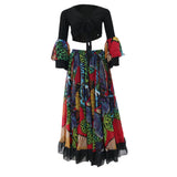 Maxbell Maxbell Gypsy Long Dress Belly Dance Maxi Skirt Set Bollywood Dancing Costumes Black