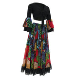 Maxbell Maxbell Gypsy Long Dress Belly Dance Maxi Skirt Set Bollywood Dancing Costumes Black