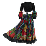 Maxbell Maxbell Gypsy Long Dress Belly Dance Maxi Skirt Set Bollywood Dancing Costumes Black