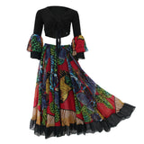 Maxbell Maxbell Gypsy Long Dress Belly Dance Maxi Skirt Set Bollywood Dancing Costumes Black