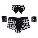 Maxbell Mens Sexy Plaid Police Servant Uniform Cosplay Costume Bar Party Underpants