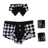 Maxbell Mens Sexy Plaid Police Servant Uniform Cosplay Costume Bar Party Underpants