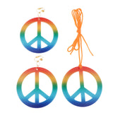 Maxbell Retro Peace Sign Earrings Necklace Jewelry Set 1960's Party Fancy Costumes