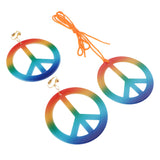 Maxbell Retro Peace Sign Earrings Necklace Jewelry Set 1960's Party Fancy Costumes