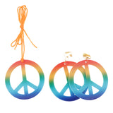 Maxbell Retro Peace Sign Earrings Necklace Jewelry Set 1960's Party Fancy Costumes