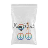 Maxbell Retro Peace Sign Earrings Necklace Jewelry Set 1960's Party Fancy Costumes