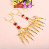 Maxbell 2x Girl Belly Dance Gold Bracelet 5 Finger Nails Thai Costume Hand Jewerlly