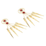 Maxbell 2x Girl Belly Dance Gold Bracelet 5 Finger Nails Thai Costume Hand Jewerlly