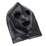 Faux Leather Hood Mask Lace Up Full Head Face Cover Couple Restraint Toys