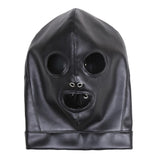 Faux Leather Hood Mask Lace Up Full Head Face Cover Couple Restraint Toys