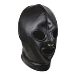 Faux Leather Hood Mask Lace Up Full Head Face Cover Couple Restraint Toys