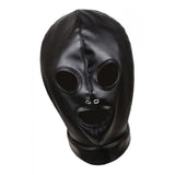 Faux Leather Hood Mask Lace Up Full Head Face Cover Couple Restraint Toys