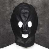 Faux Leather Hood Mask Lace Up Full Head Face Cover Couple Restraint Toys