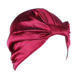 Maxbell Womens Silky Beanie Hat Hair Loss Chemo Cap Turban Sleep Cap Wine Red