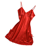 Maxbell Maxbell Women's Sexy Pajamas V Neck Nightwear Lingerie Babydoll Sleep Wear Red XL