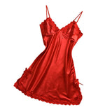 Maxbell Maxbell Women's Sexy Pajamas V Neck Nightwear Lingerie Babydoll Sleep Wear Red XL