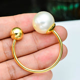 Maxbell Fashion Button Brooch Spiral Buckle Shawl Clothing Collar Clip Gold+Pearl