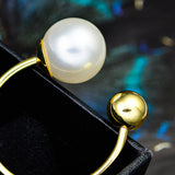 Maxbell Fashion Button Brooch Spiral Buckle Shawl Clothing Collar Clip Gold+Pearl