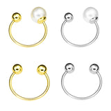 Maxbell Fashion Button Brooch Spiral Buckle Shawl Clothing Collar Clip Gold+Pearl