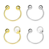Maxbell Fashion Button Brooch Spiral Buckle Shawl Clothing Collar Clip Gold+Pearl