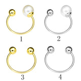 Maxbell Fashion Button Brooch Spiral Buckle Shawl Clothing Collar Clip Gold+Pearl