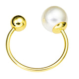 Maxbell Fashion Button Brooch Spiral Buckle Shawl Clothing Collar Clip Gold+Pearl