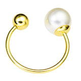 Maxbell Fashion Button Brooch Spiral Buckle Shawl Clothing Collar Clip Gold+Pearl