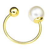Maxbell Fashion Button Brooch Spiral Buckle Shawl Clothing Collar Clip Gold+Pearl