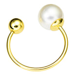 Maxbell Fashion Button Brooch Spiral Buckle Shawl Clothing Collar Clip Gold+Pearl