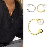 Maxbell Fashion Button Brooch Spiral Buckle Shawl Clothing Collar Clip Gold+Pearl