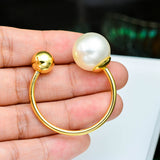 Maxbell Fashion Button Brooch Spiral Buckle Shawl Clothing Collar Clip Gold+Pearl