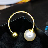 Maxbell Fashion Button Brooch Spiral Buckle Shawl Clothing Collar Clip Gold+Pearl