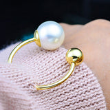 Maxbell Fashion Button Brooch Spiral Buckle Shawl Clothing Collar Clip Gold+Pearl