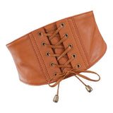 Maxbell Womens Lace Up Cinch Belt Elastic Waist Belt Corset Dress Waistband Camel