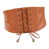 Maxbell Womens Lace Up Cinch Belt Elastic Waist Belt Corset Dress Waistband Camel