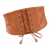 Maxbell Womens Lace Up Cinch Belt Elastic Waist Belt Corset Dress Waistband Camel