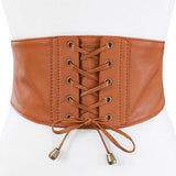 Maxbell Womens Lace Up Cinch Belt Elastic Waist Belt Corset Dress Waistband Camel