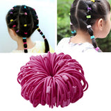 Maxbell 100pcs Rubber Band Hair Ties Ponytail Holder Hair Accessories Rose Red