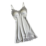 Maxbell Maxbell Women Sexy See-through Nightgown Sleeveless Lace Chemise Nightdress  M