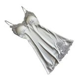 Maxbell Maxbell Women Sexy See-through Nightgown Sleeveless Lace Chemise Nightdress  M