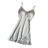 Maxbell Maxbell Women Sexy See-through Nightgown Sleeveless Lace Chemise Nightdress  M