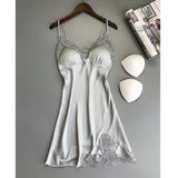 Maxbell Maxbell Women Sexy See-through Nightgown Sleeveless Lace Chemise Nightdress  M