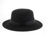 Maxbell Vintage Fedora Hat Flat Top Jazz Hat Men Party Trilby Hat Round Cap Black